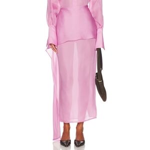 Helsa The Silk Gazar Skirt With Drape